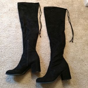 Unisa Over the Knee black Suede Boots